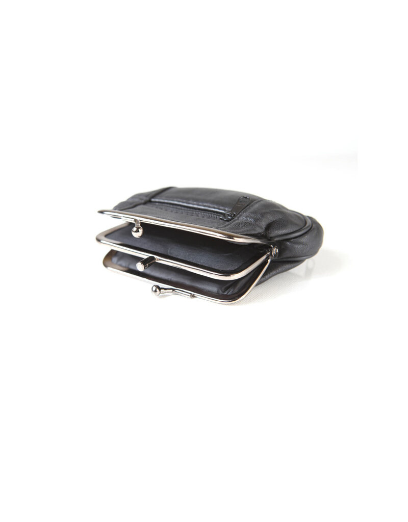 DOUBLE FRAME CHANGE PURSE - BLACK - 6212-7