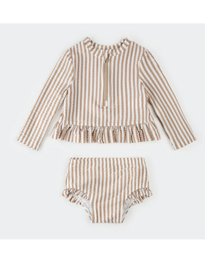 PETIT LEM 2PC SET L/S RASHGUARD + BOTTOM KNIT OFF WHITE 18/24 MONTH