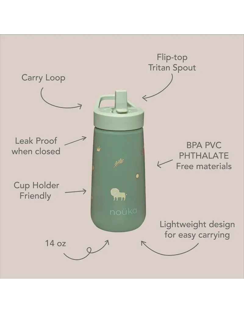 NOUKA FLIP-TOP STRAW DRINKING BOTTLE - 14OZ