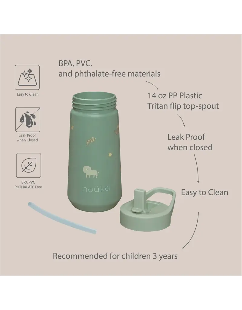 NOUKA FLIP-TOP STRAW DRINKING BOTTLE - 14OZ
