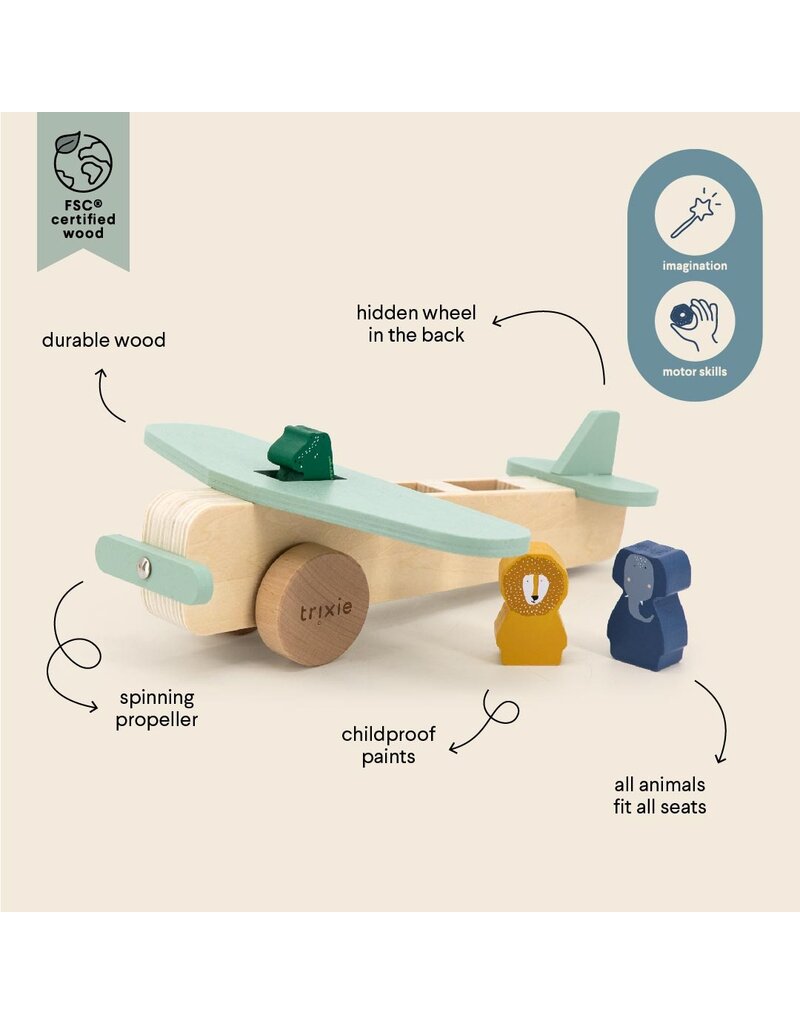 TRIXIE WOODEN ANIMAL AIRPLANE