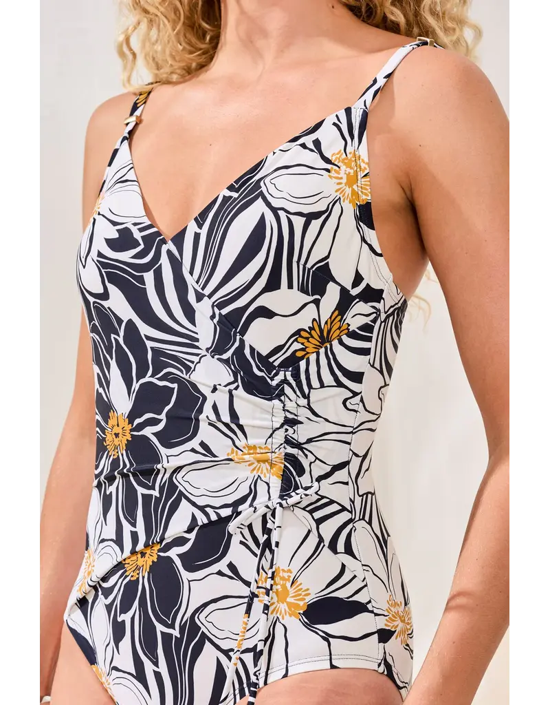 TRIBAL FLATTEN IT WRAP FRONT SWIMSUIT