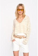 24COLOURS CREAM CROP CROCHET CARDIGAN - COTTOB BLEND