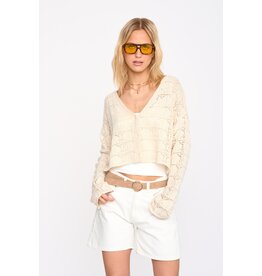 24COLOURS CREAM CROP CROCHET CARDIGAN - COTTON BLEND