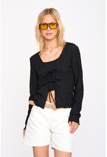 24COLOURS BLACK L/S SHIRT WITH FRONT TIES