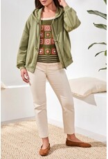 TRIBAL PUFF SLV ZIP UP HOODIE W/ SPECIAL WASH EFFECT-RAINFOREST