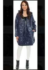 LONG ZIP UP NAVY PUFFER JACKET