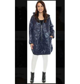 LONG ZIP UP NAVY PUFFER JACKET