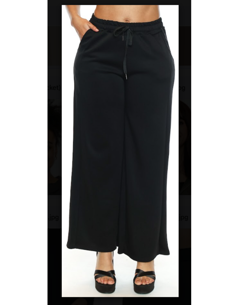 WIDE LEG BLACK SCUBA PANT