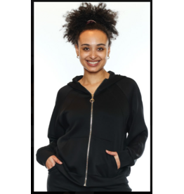 ZIP UP BLACK SCUBA HOODIE W. POCKETS
