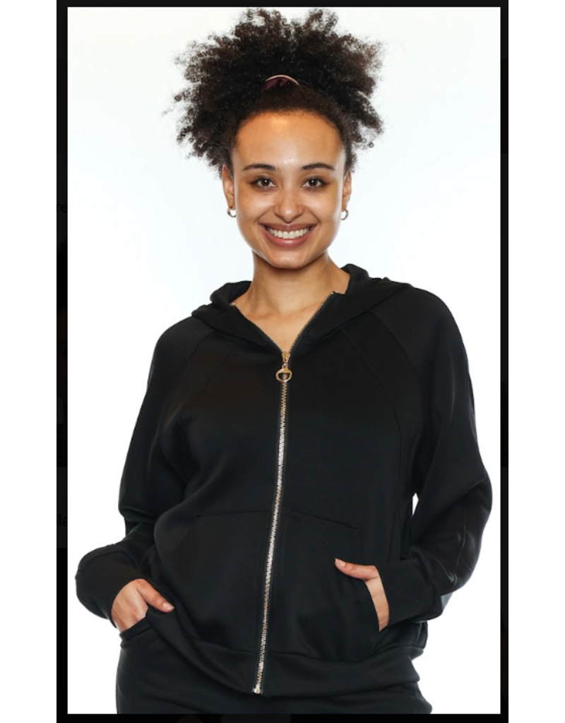 ZIP UP BLACK SCUBA HOODIE W. POCKETS