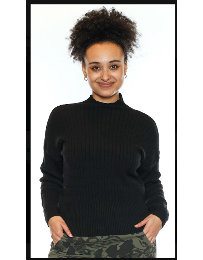 TURTLE NECK KNIT BLACK SWEATER