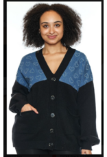 BUTTON UP CARDIGAN W/ DENIM HEARTS