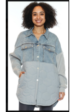 DENIM JACKET W/ KNIT SLEEVES