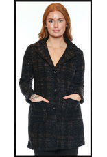 PLAID NAVY BOUCLE BUTTON UP JACKET