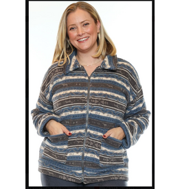 FULL ZIP BLUE WESTERN PRINT SHERPA