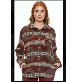 BUTTON UP RUST AZTEC JACKET