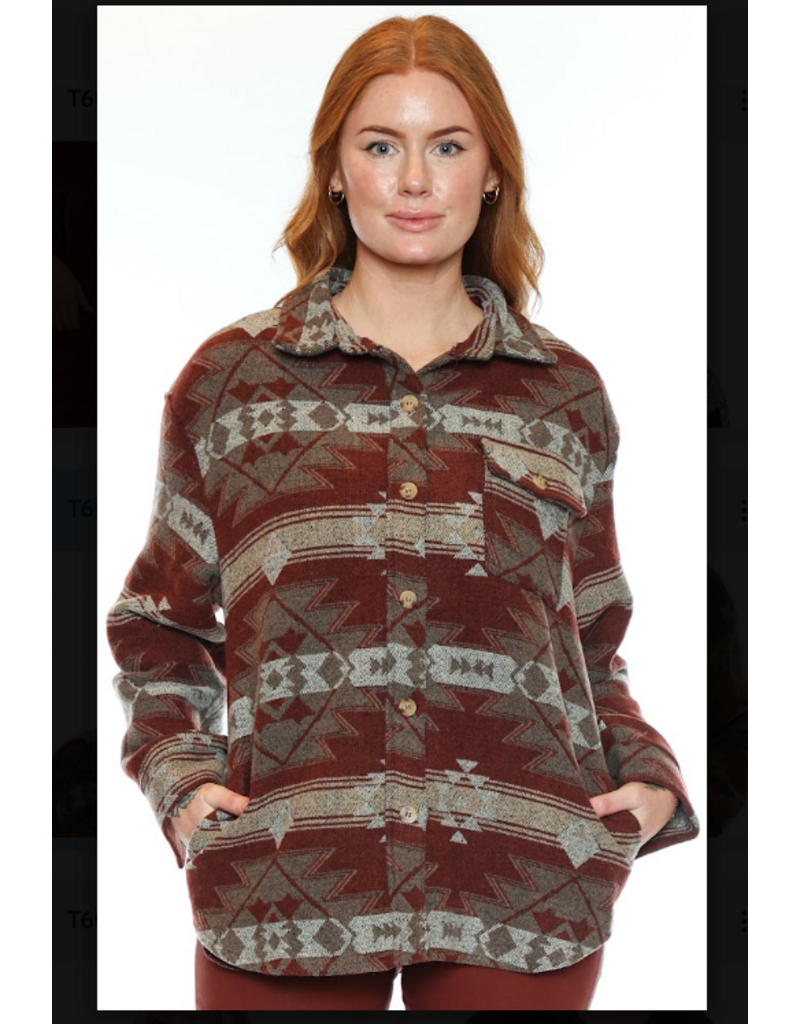 BUTTON UP RUST AZTEC JACKET