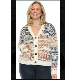 FUZZY BUTTON UP CARDIGAN