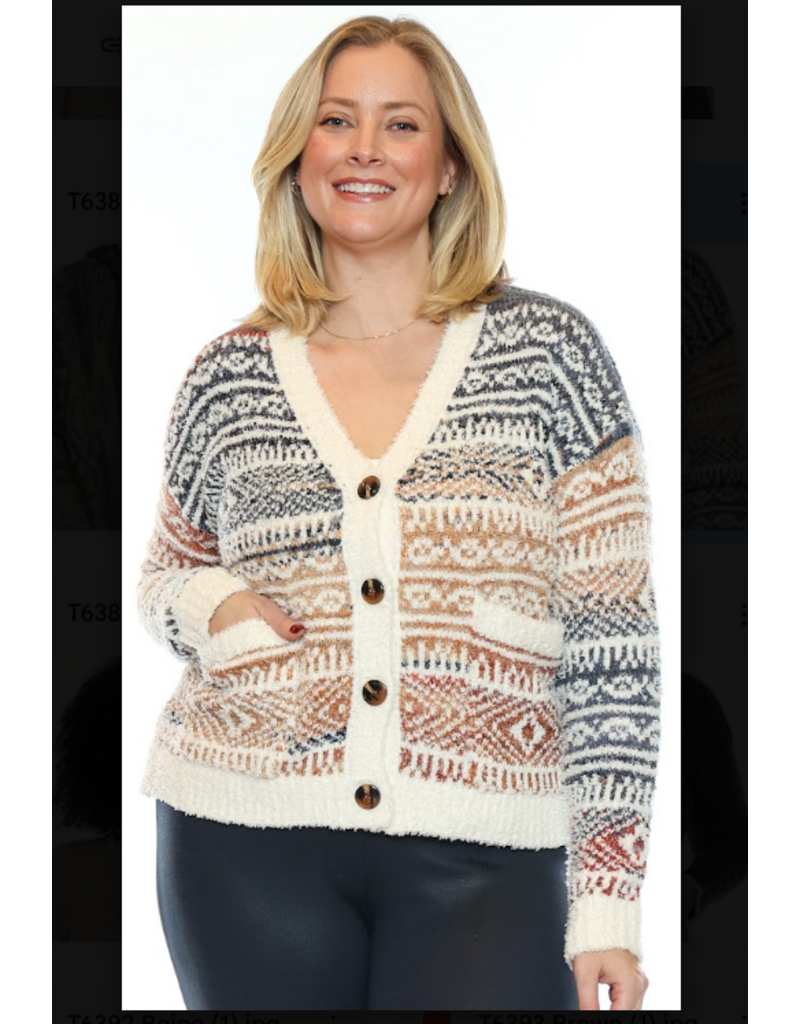 FUZZY BUTTON UP CARDIGAN