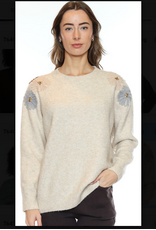 SWEATER W/ EMBROIDERED & SEQUIN FLOWERS