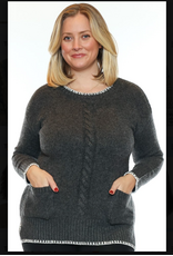 BEIGE SWEATER W/ STITCH PIPPING