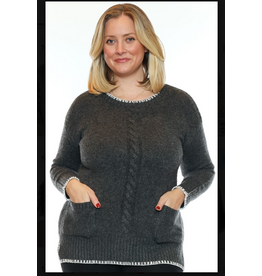 BEIGE SWEATER W/ STITCH PIPPING