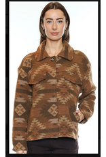 WESTERN BROWN HIDDEN SNAP BUTTON UP JACKET