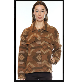 WESTERN BROWN HIDDEN SNAP BUTTON UP JACKET