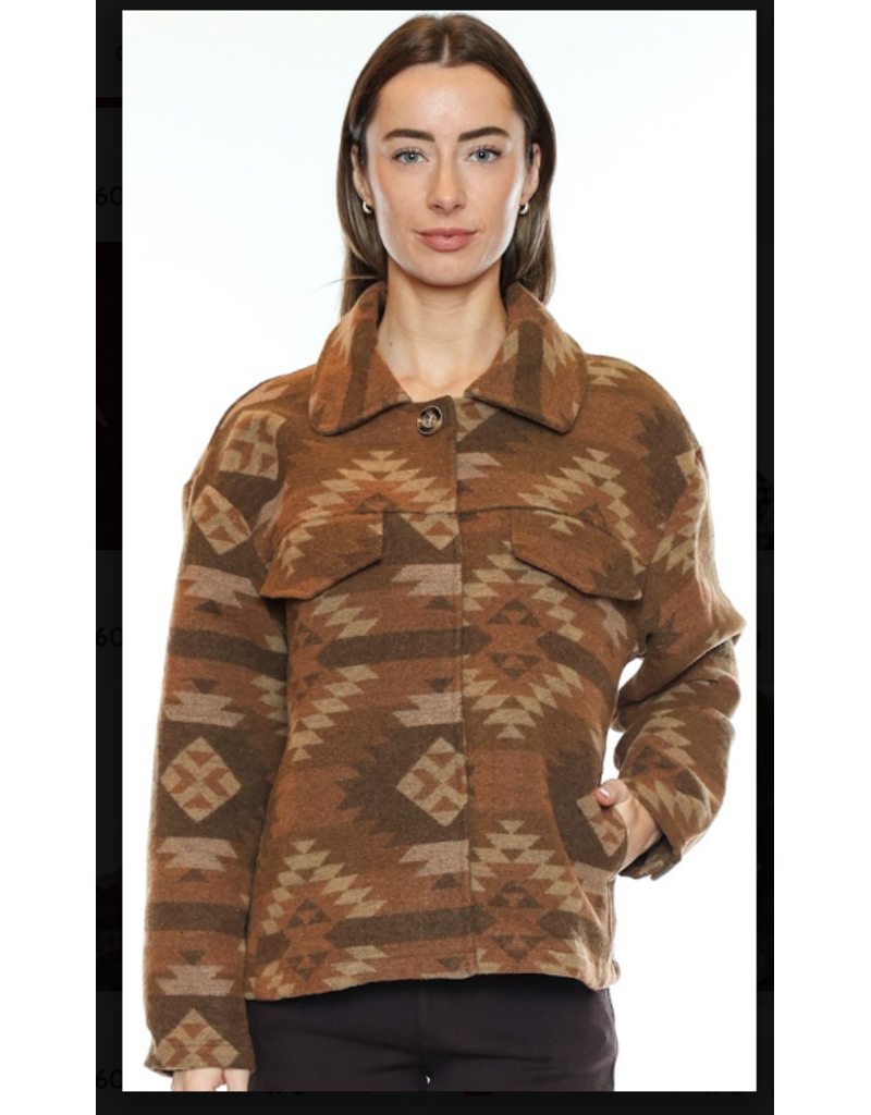 WESTERN BROWN HIDDEN SNAP BUTTON UP JACKET