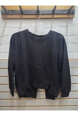 BLACK COTTON SWEATER W/ ZIPPER BACK