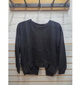 BLACK COTTON SWEATER W/ ZIPPER BACK