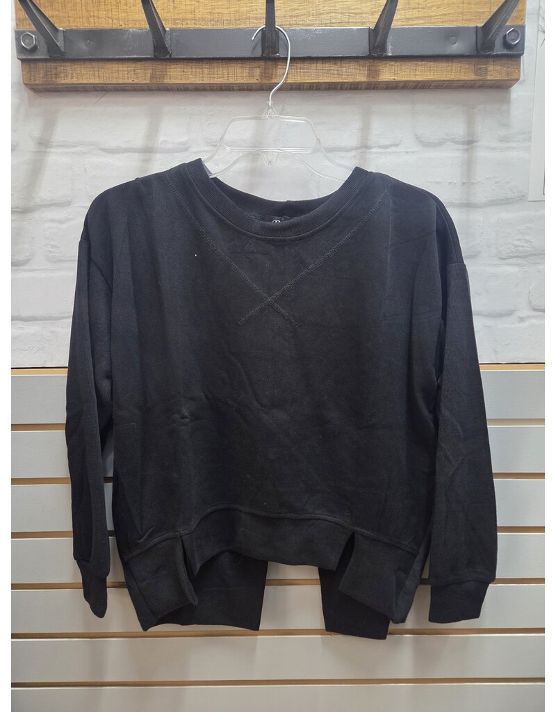 BLACK COTTON SWEATER W/ ZIPPER BACK
