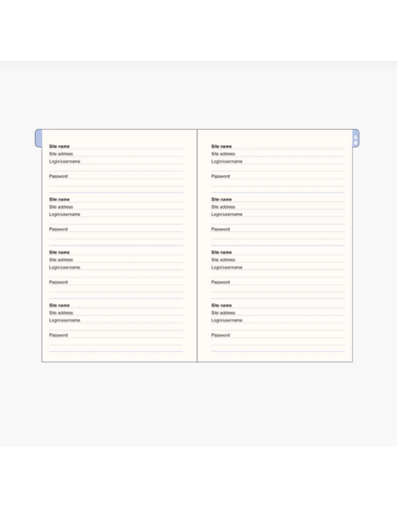 LRG FORMAT PW/INTERNET LOGBOOKS