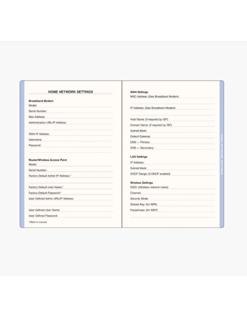 LRG FORMAT PW/INTERNET LOGBOOKS