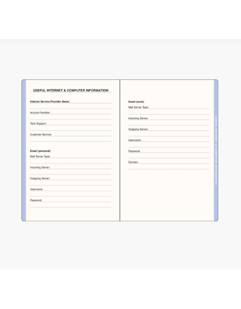 LRG FORMAT PW/INTERNET LOGBOOKS