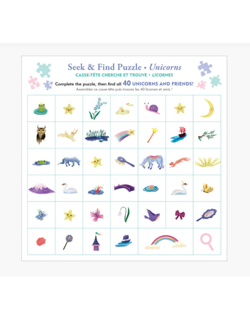100 PC SEEK AND FIND PUZZLE- UNICORNS