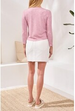 TRIBAL BUTTON FRONT KNIT TOP/ CARDI W/ COMBO PLACKET-HYDRANGEA