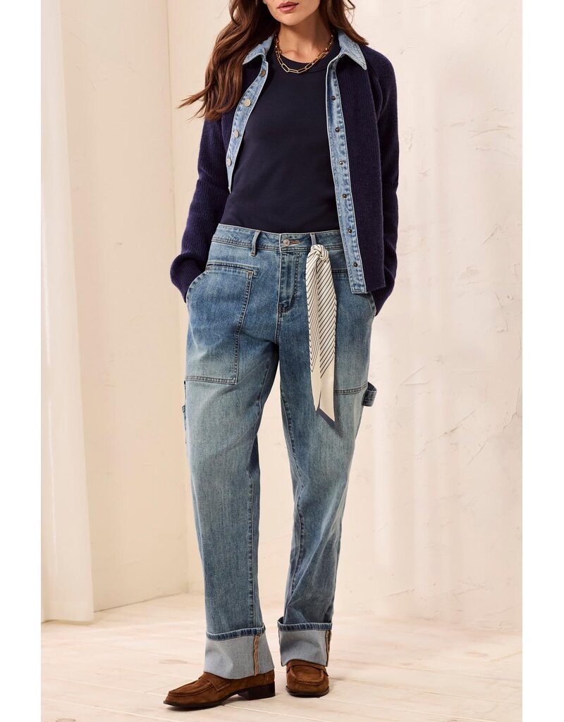 TRIBAL AUDREY CARPENTER W/REMOVABLE SCARF - MISTYBLUE