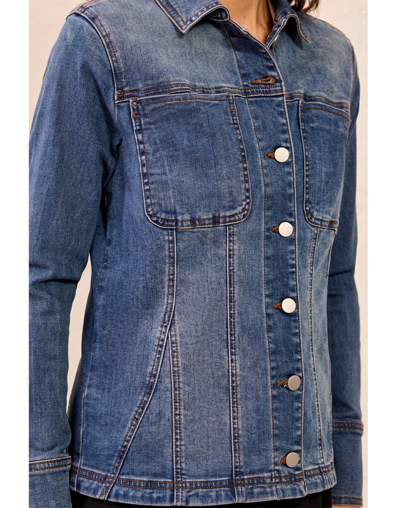 TRIBAL DENIM FITTED JACKET W/ INSERTS - DUSK