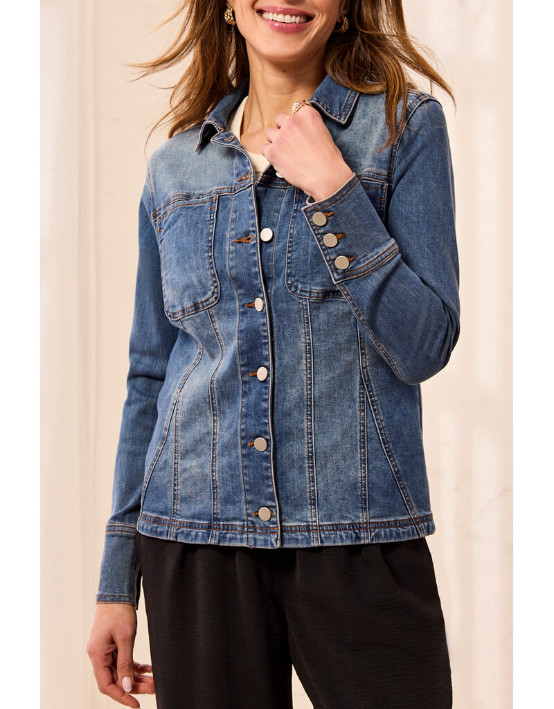 TRIBAL DENIM FITTED JACKET W/ INSERTS - DUSK