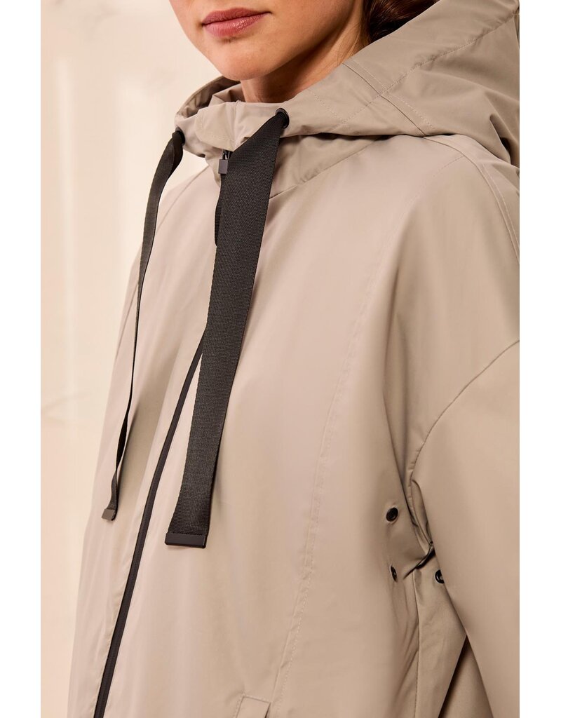 TRIBAL L/S HOODED ZIP FRT COAT - DRY SAND