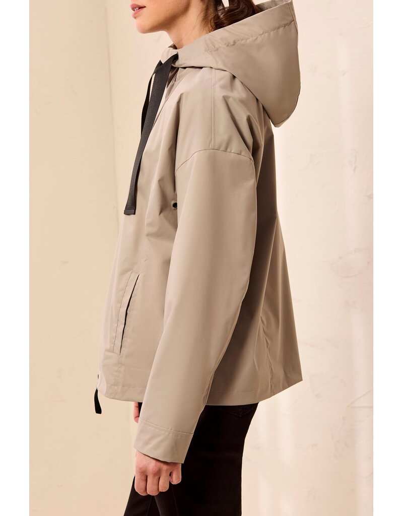TRIBAL L/S HOODED ZIP FRT COAT - DRY SAND