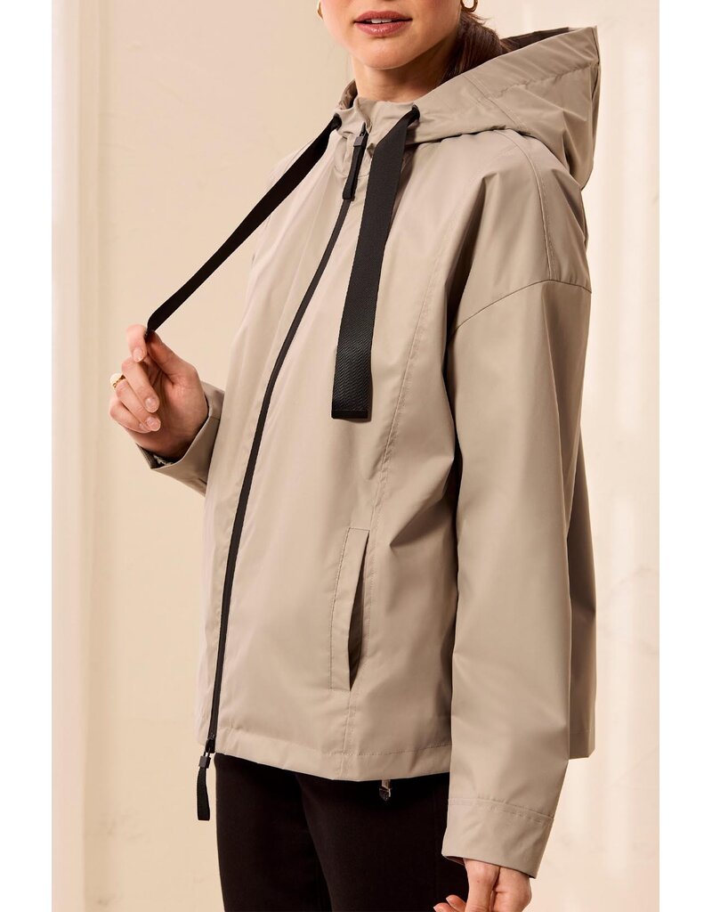 TRIBAL L/S HOODED ZIP FRT COAT - DRY SAND