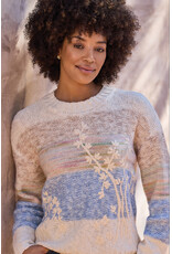 TRIBAL L/S CREW NK SWEATER W/EMBROIDERY - AZURE