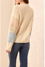 TRIBAL L/S CREW NK SWEATER W/EMBROIDERY - AZURE