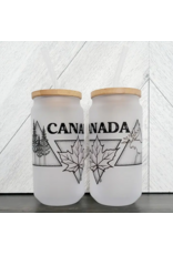 DIYXE FROSTED GLASS JAR w/BAMBOO LID