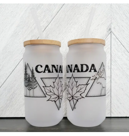 DIYXE FROSTED GLASS JAR w/BAMBOO LID