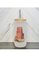 DIYXE FROSTED GLASS JAR w/BAMBOO LID