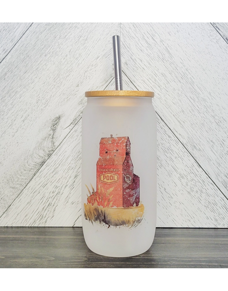 DIYXE FROSTED GLASS JAR w/BAMBOO LID
